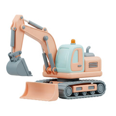 Excavator minimalist 3D rendering in a soft and smooth renderer