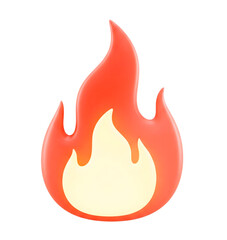 Fire flame minimalist 3D rendering in a soft and smooth renderer