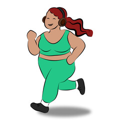 woman jogging while wearing headphones, suggesting she is engaging in exercise and listening to music or audio.