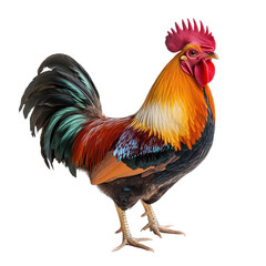Fototapeta premium Wyandotte rooster displaying vibrant feathers on a Transparent background, wyandotte rooster, isolated PNG background