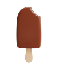 Obraz premium Bitten chocolate ice cream stick minimalist 3D rendering in a soft and smooth renderer