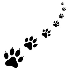 Paw Prints Trail Vector Illustration of Black Animal Tracks on White Background -  Perfect for Designs, Logos, and More