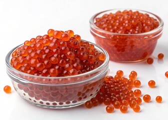 Red caviar on a white background