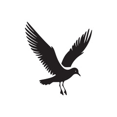Obraz premium Elegant Seagull Vector Silhouette Design – Bold Marine Bird with Spread Wings and Sleek Form, Ideal for Seaside Graphics, Nature Prints, Harbor Signs, and Coastal Branding
