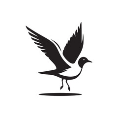 Elegant Seagull Vector Silhouette Design – Bold Marine Bird with Spread Wings and Sleek Form, Ideal for Seaside Graphics, Nature Prints, Harbor Signs, and Coastal Branding

