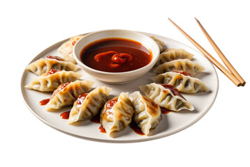 Pan fried gyoza dumplings with sauce step-by-step