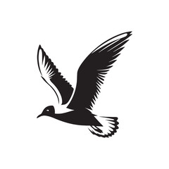 Elegant Seagull Vector Silhouette Design – Bold Marine Bird with Spread Wings and Sleek Form, Ideal for Seaside Graphics, Nature Prints, Harbor Signs, and Coastal Branding

