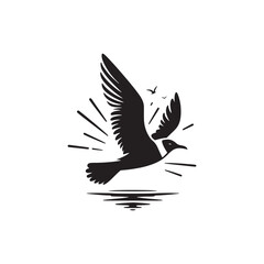 Elegant Seagull Vector Silhouette Design – Bold Marine Bird with Spread Wings and Sleek Form, Ideal for Seaside Graphics, Nature Prints, Harbor Signs, and Coastal Branding

