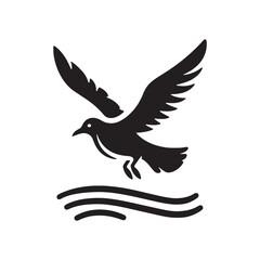 Elegant Seagull Vector Silhouette Design – Bold Marine Bird with Spread Wings and Sleek Form, Ideal for Seaside Graphics, Nature Prints, Harbor Signs, and Coastal Branding

