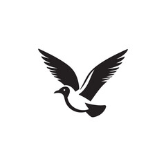 Elegant Seagull Vector Silhouette Design – Bold Marine Bird with Spread Wings and Sleek Form, Ideal for Seaside Graphics, Nature Prints, Harbor Signs, and Coastal Branding

