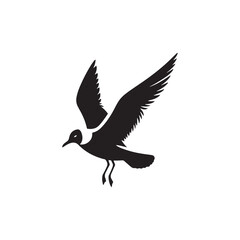 Elegant Seagull Vector Silhouette Design – Bold Marine Bird with Spread Wings and Sleek Form, Ideal for Seaside Graphics, Nature Prints, Harbor Signs, and Coastal Branding


