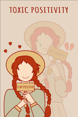 Toxic Positivity Concept Illustration – Smiling Outside, Hurting Inside