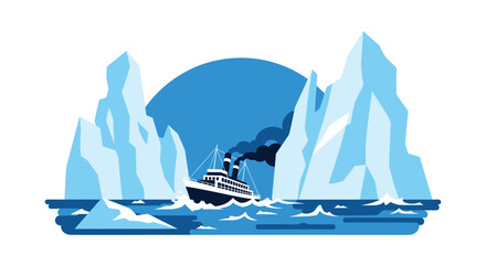 Ocean Travel in the Arctic Seas Exploration and Navigating Through Ice Floes Landscape