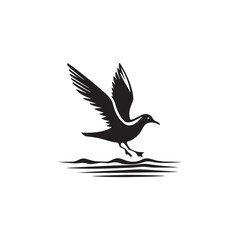 Soaring Seagull Silhouette Vector Art – Coastal Bird in Flight with Outstretched Wings, Minimal Black Outline Perfect for Nautical Themes, Beach Decor, and Ocean Wildlife Logos


