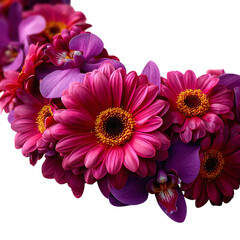 Fototapeta premium Pink daisy and orchid lei, delicate and colorful, isolated on transparent background