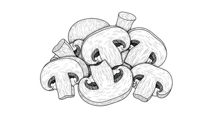 A Close-Up Look at Sliced Mushrooms Perfect for Cooking and Culinary Creations