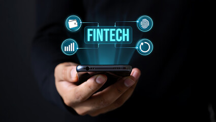 Fintech Mobile App Concept: Secure Online Banking and Financial Transactions