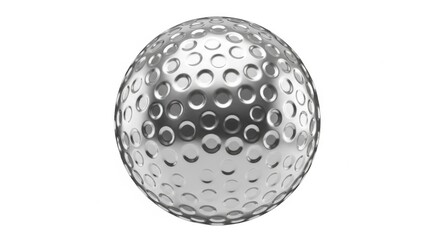 Silver Golf Ball with Dimples Close Up View