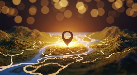 Location on map with glowing light effect