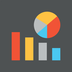Pie chart in vibrant segments builds a bright and modern visualization icon.