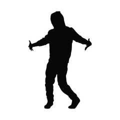 Silhouette of a Hooded Man in Motion, Urban Style, Mystery, and Dynamic Street Energy