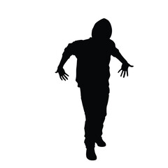 Silhouette of a Hooded Man in Motion, Urban Style, Mystery, and Dynamic Street Energy