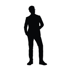 Silhouette of a professional man wearing glasses, exuding a confident stance