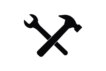 Silhouette art illustration of a wrench and a hammer.eps