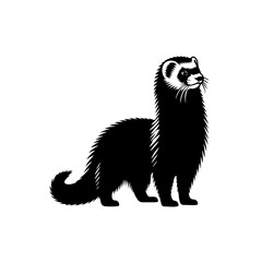 Ferret Silhouette Isolated on White Background – Small Mammal Vector Illustration