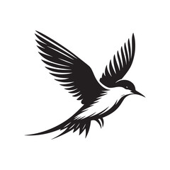 Elegant Tern Vector Silhouette Design – Flying Ocean Bird with Streamlined Body and Pointed Beak, Perfect for Nautical Graphics, Wildlife Prints, Beach Branding, and Minimalist Art