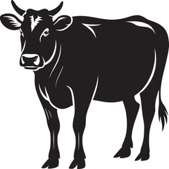 Fototapeta premium Silhouetted black and white cow, perfect for agricultural, food, or design projects.