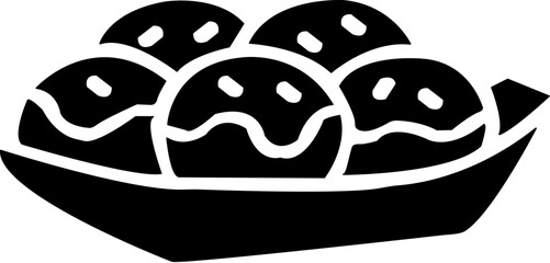 たこ焼き　夏祭りの屋台フードシルエット素材	