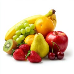 Assortment Of Fresh Fruits On White Background
