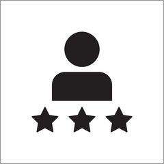 Person with three star icon. Success achievement icon. Icon symbol of win, victory, achievement, reward, prize. Vector illustration