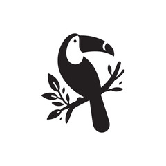 Bold Toucan Vector Silhouette Illustration – Iconic Rainforest Bird with Oversized Bill and Upright Pose, Ideal for Tropical Decor, Wildlife Graphics, Eco Branding, and Artistic Projects

