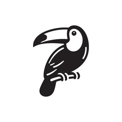 Bold Toucan Vector Silhouette Illustration – Iconic Rainforest Bird with Oversized Bill and Upright Pose, Ideal for Tropical Decor, Wildlife Graphics, Eco Branding, and Artistic Projects

