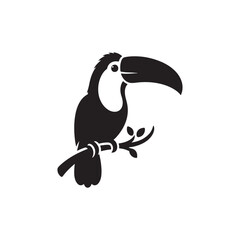 Bold Toucan Vector Silhouette Illustration – Iconic Rainforest Bird with Oversized Bill and Upright Pose, Ideal for Tropical Decor, Wildlife Graphics, Eco Branding, and Artistic Projects

