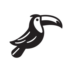 Bold Toucan Vector Silhouette Illustration – Iconic Rainforest Bird with Oversized Bill and Upright Pose, Ideal for Tropical Decor, Wildlife Graphics, Eco Branding, and Artistic Projects

