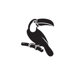 Bold Toucan Vector Silhouette Illustration – Iconic Rainforest Bird with Oversized Bill and Upright Pose, Ideal for Tropical Decor, Wildlife Graphics, Eco Branding, and Artistic Projects

