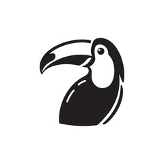Bold Toucan Vector Silhouette Illustration – Iconic Rainforest Bird with Oversized Bill and Upright Pose, Ideal for Tropical Decor, Wildlife Graphics, Eco Branding, and Artistic Projects

