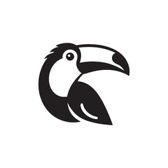 Bold Toucan Vector Silhouette Illustration – Iconic Rainforest Bird with Oversized Bill and Upright Pose, Ideal for Tropical Decor, Wildlife Graphics, Eco Branding, and Artistic Projects

