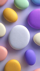 Minimalist abstract background, 3D soft blobs floating on pastel gradient, modern and playful design