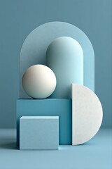 Minimalistic 3D illustration of interlocking geometric shapes, arranged in a harmonious abstract composition. clean matte surfaces, soft ambient lighting, subtle shadows.