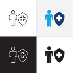 Digital health care icon. Family health insurance symbol. Healthcare icon set. Icon symbol compatible for doctor, clinic, hospital, medical consultation. Vector illustration.