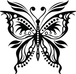Ornate Black and White Butterfly Design for Decorative Use