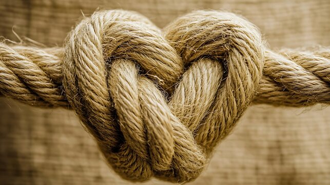Heart-shaped rope knot symbolizing love and strength

