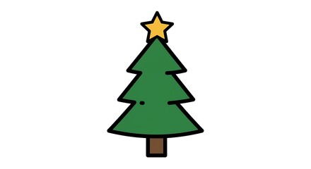Fototapeta premium Illustrative Holiday Tree with Star on Top, Celebration Concept
