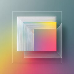 interface composed of lines with a gradient background featuring white and rainbow colors, in a minimalist style with a symmetrical composition and a flat perspective