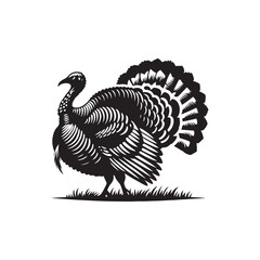 Rustic Wild Turkey Vector Silhouette Illustration – Striking Forest Bird in Profile with Distinct Feathers, Ideal for Wildlife Prints, Farm Logos, Country Artwork, and Outdoor Branding