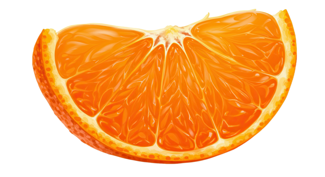Realistic close-up illustration of a fresh, juicy orange citrus fruit slice